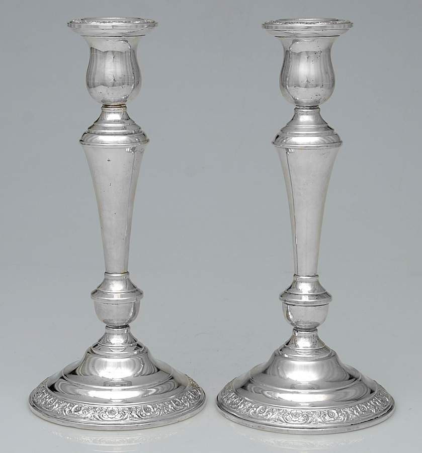 Prelude-Plain (Sterling Hollowware) Pair of Weighted Candlesticks by International Silver-1