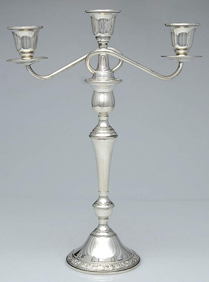 Prelude-Plain (Sterling Hollowware) Weighted 3 Light Candelabra by International Silver-1