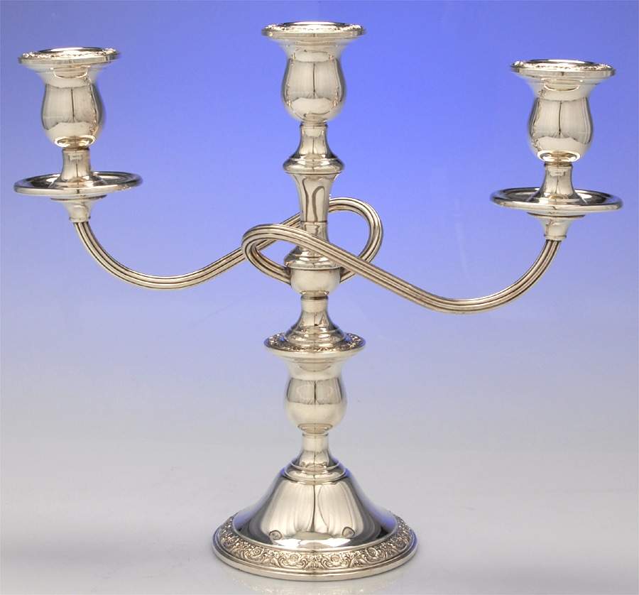 Prelude-Plain (Sterling Hollowware) Weighted 3 Light Candelabra by International Silver-1