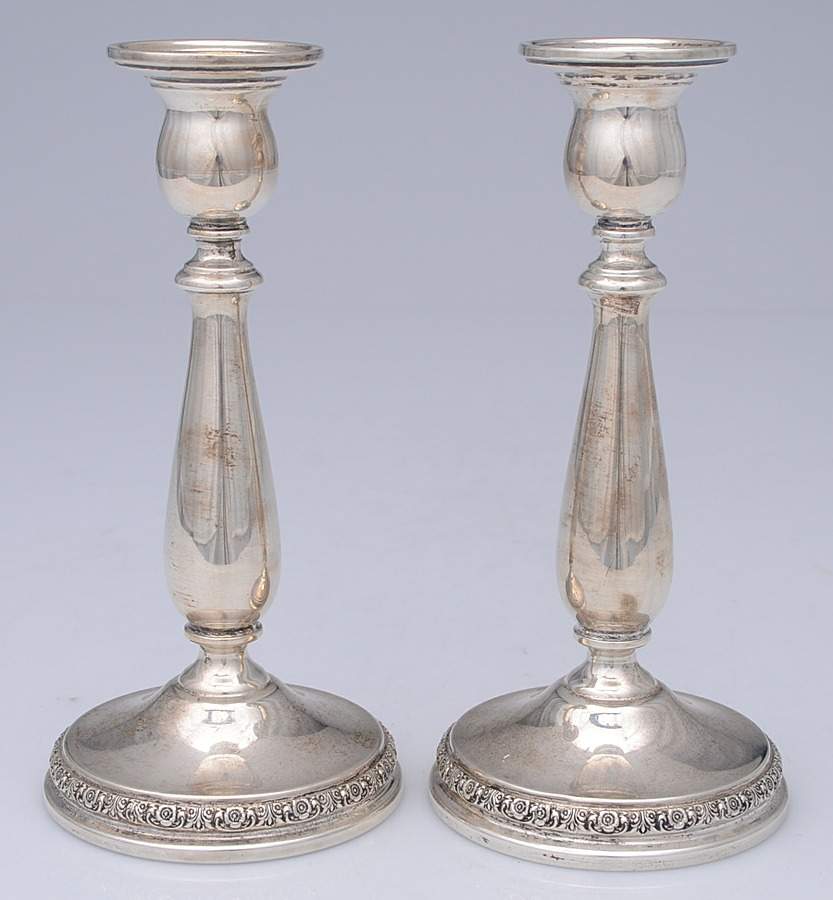 Prelude-Plain (Sterling Hollowware) Pair of Weighted Candlesticks by International Silver-1
