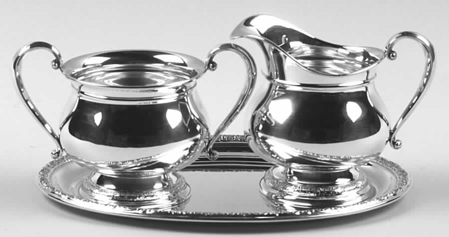 Prelude-Plain (Sterling Hollowware) Mini Creamer, Open Sugar & Tray Set by International Silver-1