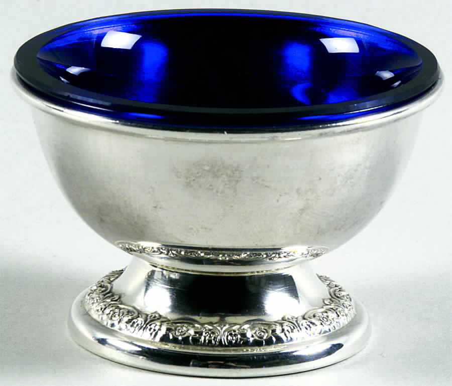 Prelude-Plain (Sterling Hollowware) Open Salt with Cobalt Liner Individual by International Silver-1