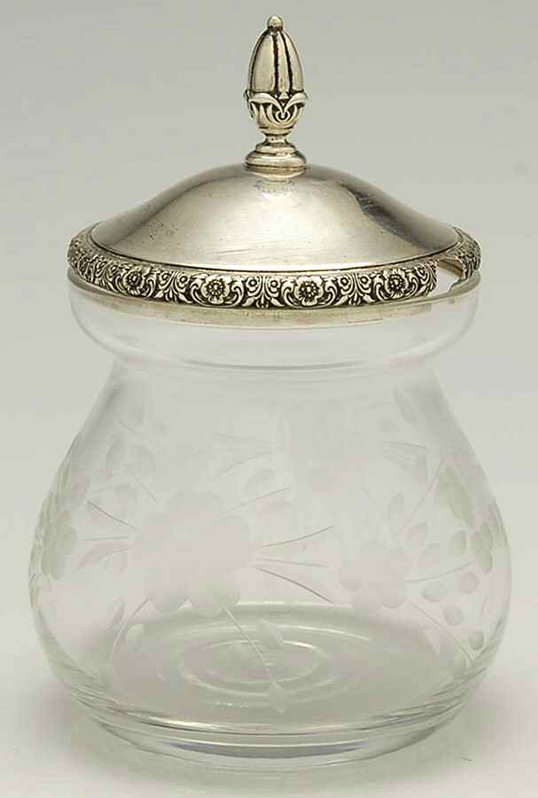 Prelude-Plain (Sterling Hollowware) Large Crystal Marmalade with Sterling Lid by International Silver-1