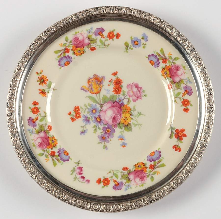 Prelude-Plain (Sterling Hollowware) China Bread & Butter Plate w/Sterling Rim by International Silver-1