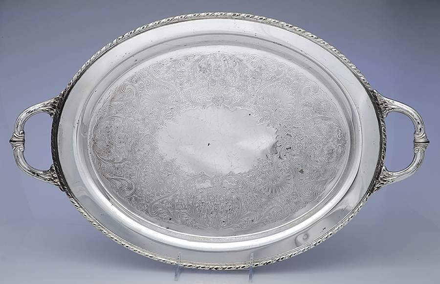 Evandale (Silverplate, Hollowware) 17" Oval Serving Platter by International Silver-1