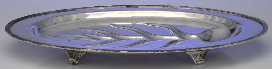 Evandale (Silverplate, Hollowware) 18" 4 Toed Meat Platter with Well by International Silver-1