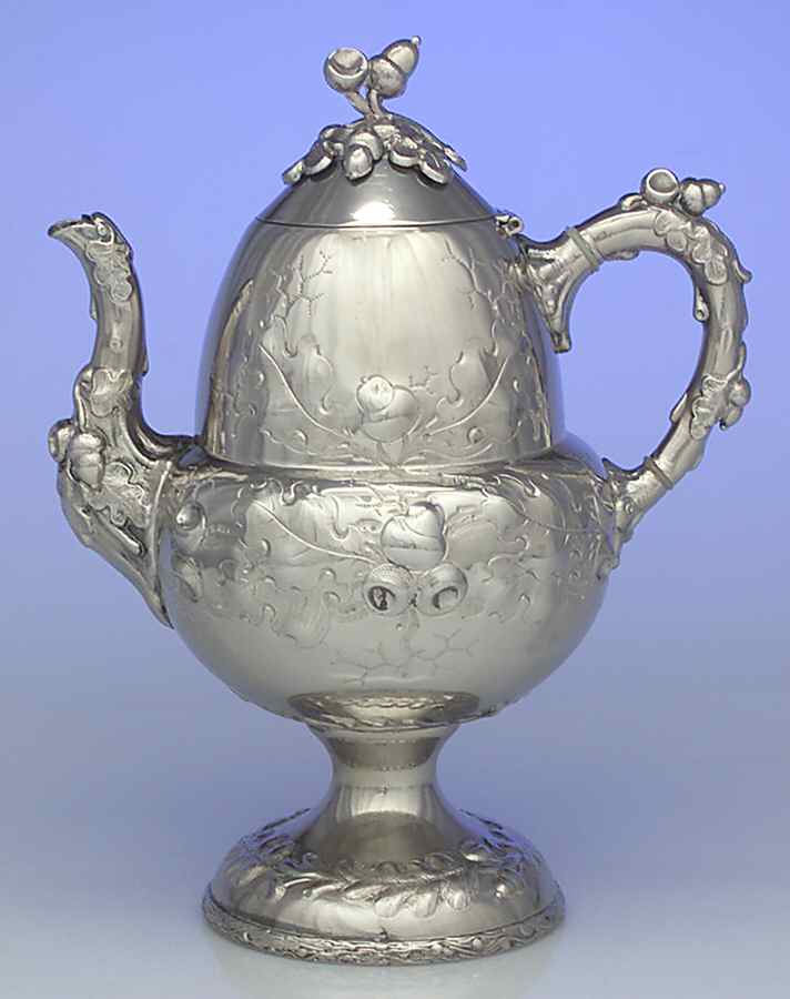 Charter Oak-Hand Chased Silverplate Coffee Pot by International Silver-1