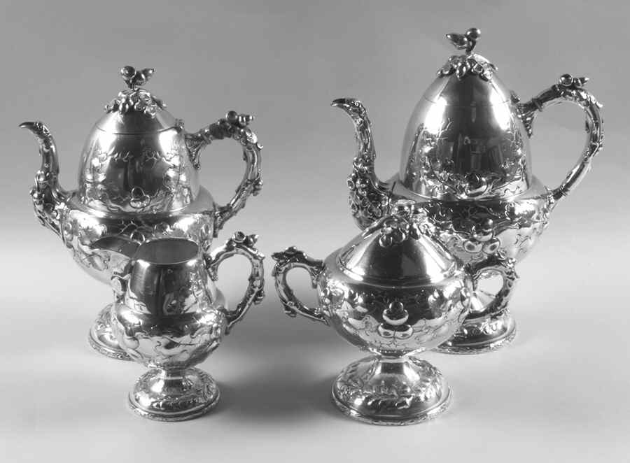 Charter Oak-Hand Chased (4 Piece) Silverplate Tea Set by International Silver-1