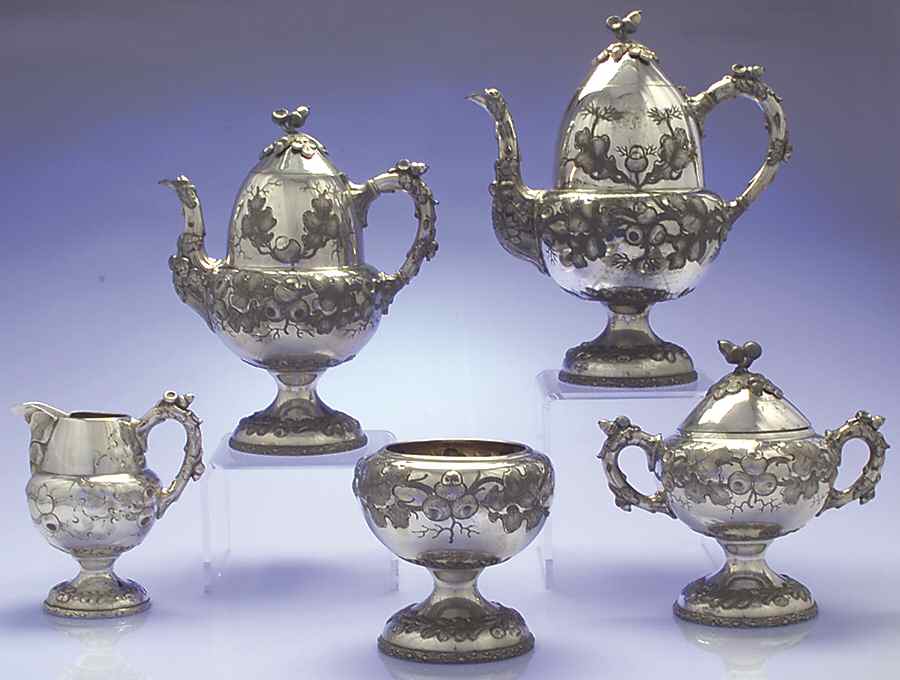 Charter Oak-Hand Chased 5-Piece Plated Tea Set (with Waste) by International Silver-1