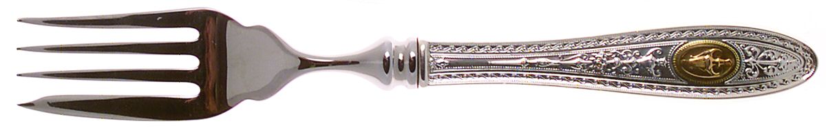 Golden Wedgwood (Sterling) Individual Hollow Fish Fork, Stainless Tines by International Silver-1