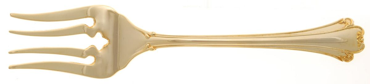 Golden American Chippendale Medium Solid Cold Meat Serving Fork by International Silver-1