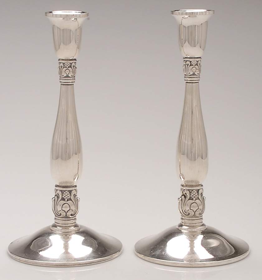 Royal Danish (Sterling, Hollowware) Pair of Weighted Candlesticks by International Silver-1