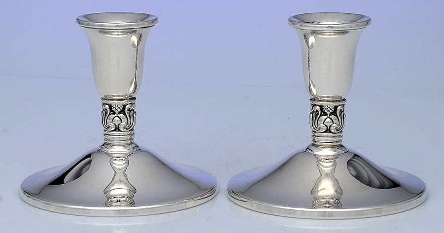 Royal Danish (Sterling, Hollowware) Pair of Weighted Console Candleholders by International Silver-1