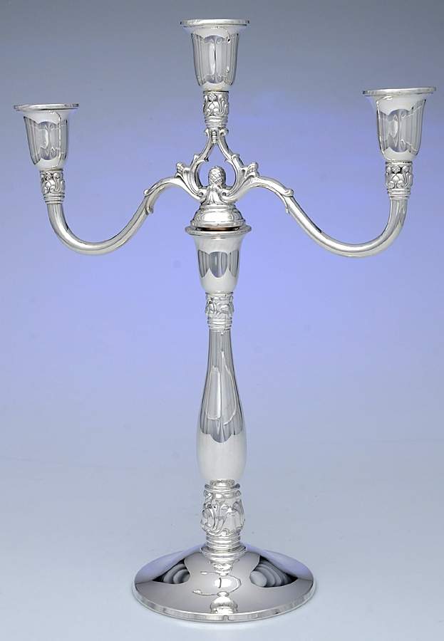Royal Danish (Sterling, Hollowware) Weighted 3 Light Candelabra by International Silver-1