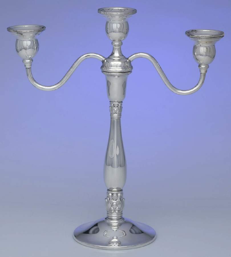 Royal Danish (Sterling, Hollowware) Weighted 3 Light Candelabra by International Silver-1