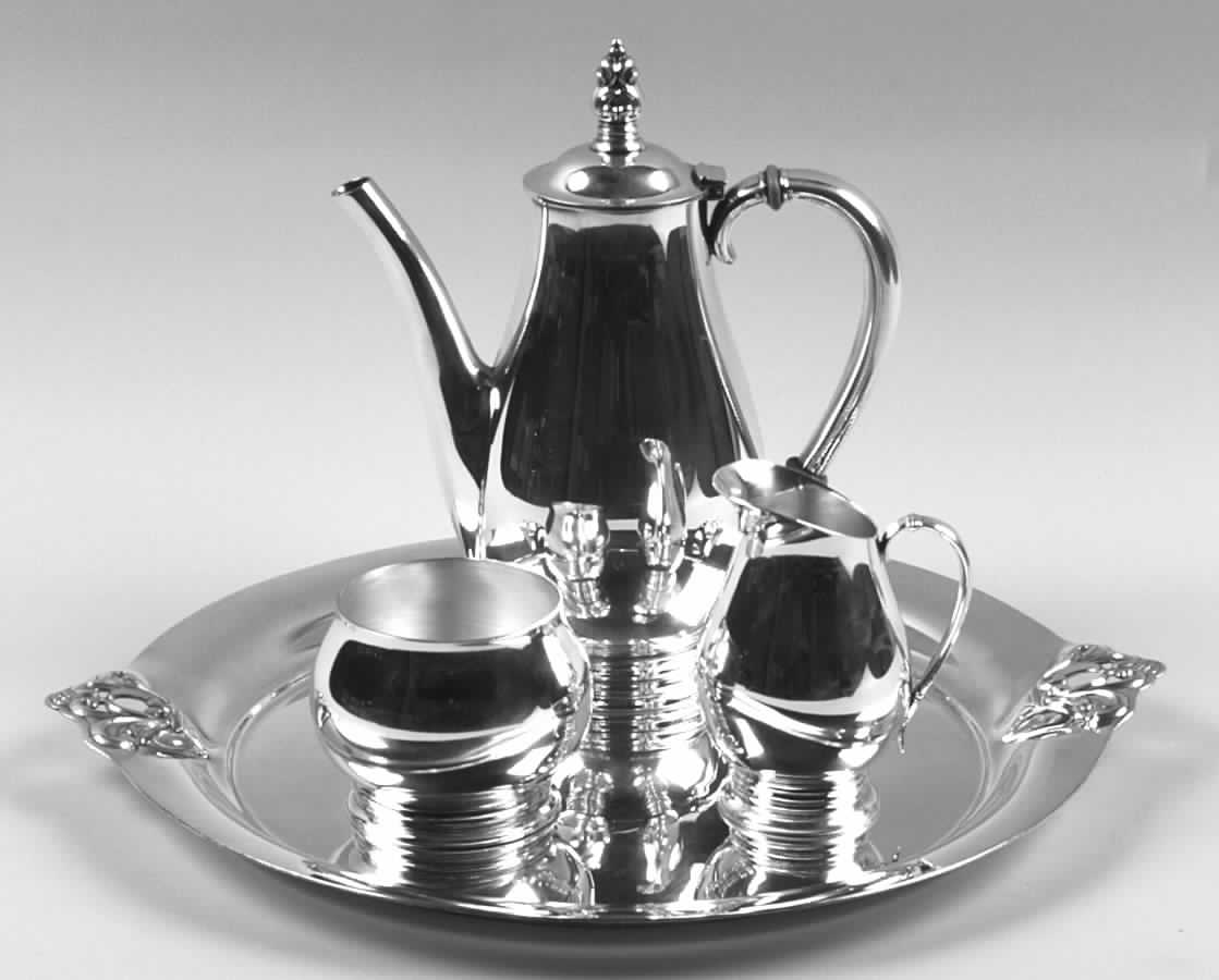 Royal Danish (Sterling, Hollowware) 4 Piece Mini Coffee Set (SCPM, SCRM, SSUOM, STRDEM) by International Silver-1