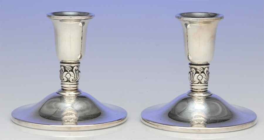Royal Danish (Sterling, Hollowware) Pair of Weighted Console Candleholders by International Silver-1