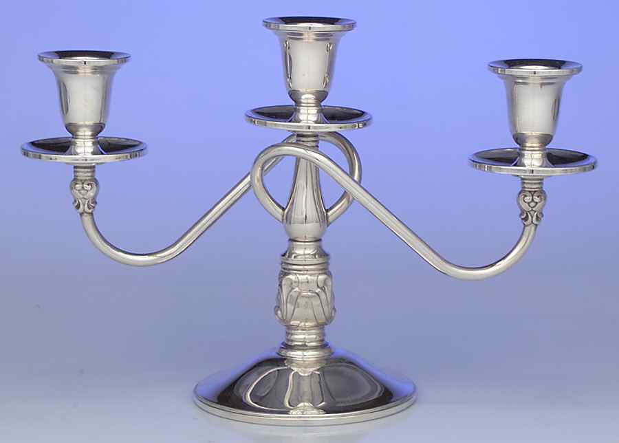 Royal Danish (Sterling, Hollowware) Weighted 3 Light Candelabra by International Silver-1