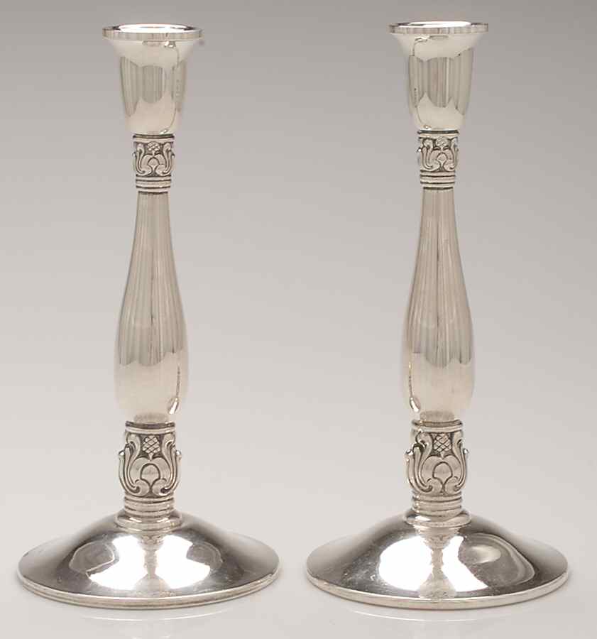 Royal Danish (Sterling, Hollowware) Pair of Weighted Candlesticks by International Silver-1