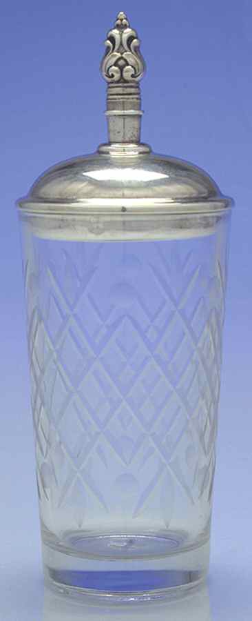 Royal Danish (Sterling, Hollowware) Glass Cocktail Shaker with Silver Lid by International Silver-1