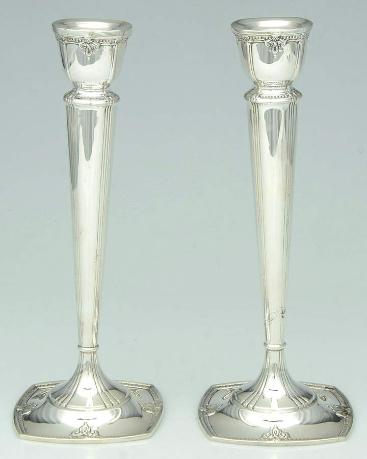 Trianon (Sterling, Hollowware) Pair of 11" Weighted Candlesticks by International Silver-1