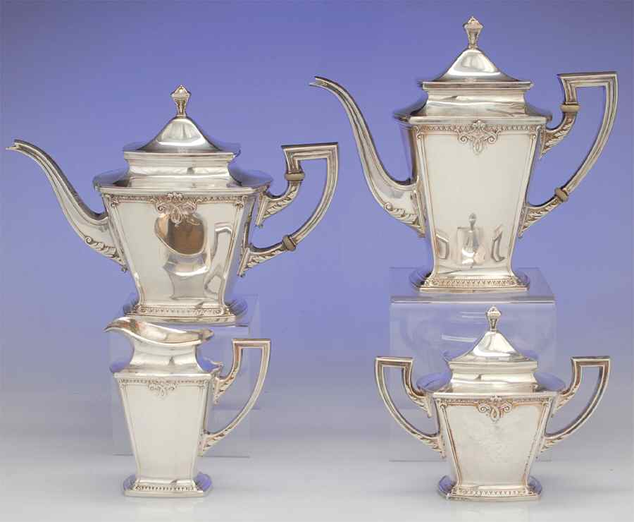 Trianon (Sterling, Hollowware) 4 Piece Tea Set (SCP, STP, SCR, SSU) by International Silver-1
