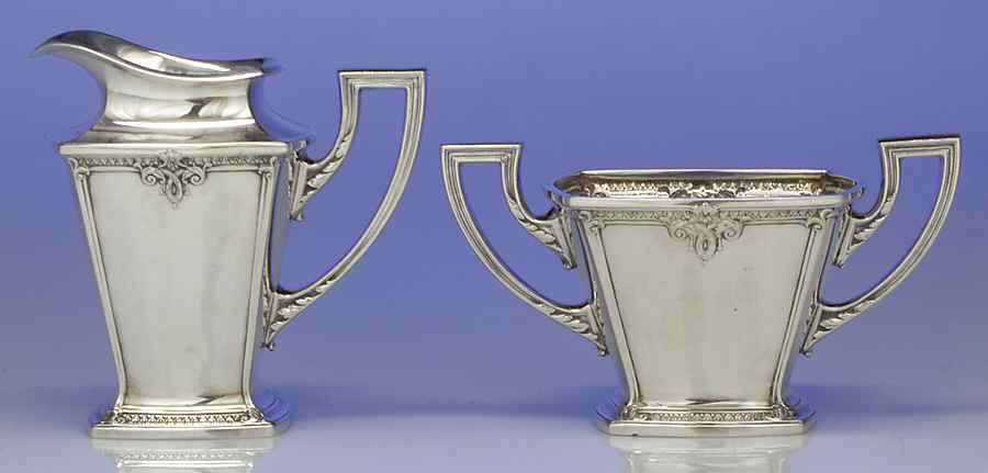 Trianon (Sterling, Hollowware) Mini Sterling Creamer and Open Sugar by International Silver-1