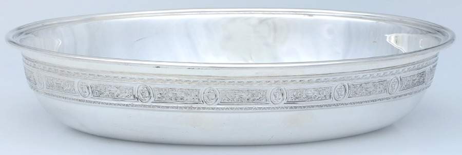 Wedgwood (Sterling, Hollowware, Geometric Base) Oval Covered Vegetable No Lid by International Silver-1