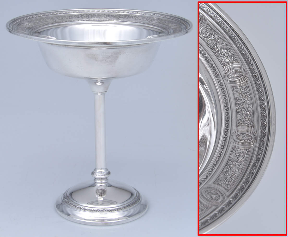 Wedgwood (Sterling, Hollowware, Geometric Base) Round Compote (Height X Width) by International Silver-1
