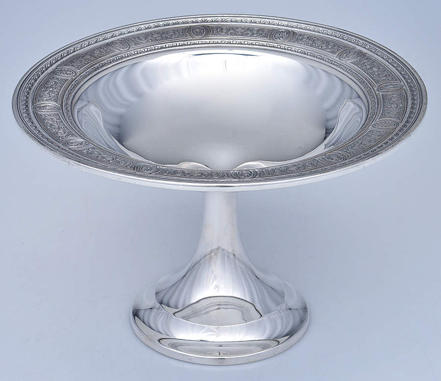 Wedgwood (Sterling, Hollowware, Geometric Base) Round Compote (Height X Width) by International Silver-1