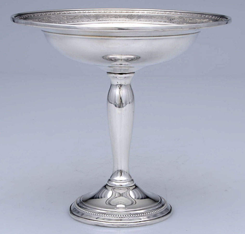 Wedgwood (Sterling, Hollowware, Geometric Base) Weighted Round Compote (Height X Width) by International Silver-1