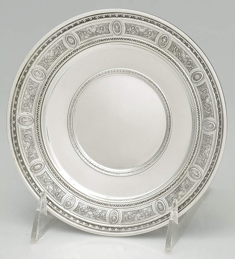 Wedgwood (Sterling, Hollowware, Geometric Base) Bread Plate by International Silver-1