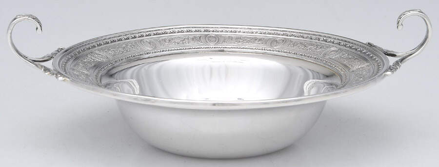 Wedgwood (Sterling, Hollowware, Geometric Base) 6" Bon Bon Bowl by International Silver-1