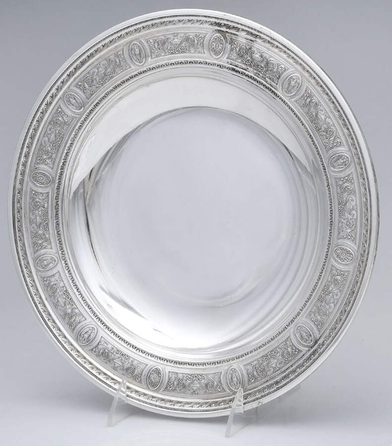 Wedgwood (Sterling, Hollowware, Geometric Base) 11" Sandwich Plate by International Silver-1