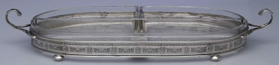Wedgwood (Sterling, Hollowware, Geometric Base) Sterling Relish with Glass Liner by International Silver-1