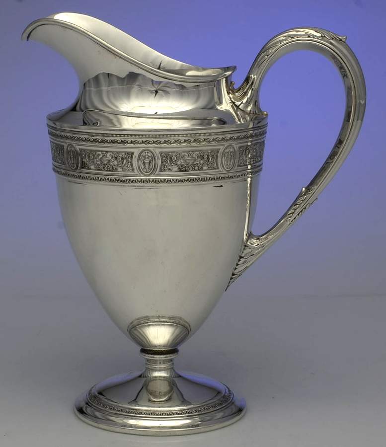 Wedgwood (Sterling, Hollowware, Geometric Base) 48 Oz Sterling Water Pitcher by International Silver-1