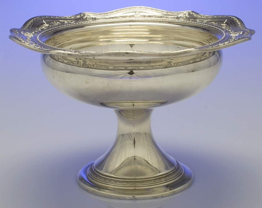 Wedgwood (Sterling, Hollowware, Geometric Base) Sterling Serving Fruit Bowl by International Silver-1