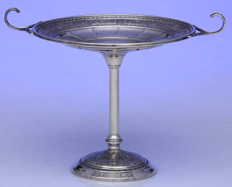 Wedgwood (Sterling, Hollowware, Geometric Base) Handled Round Compote (Height X Width) by International Silver-1