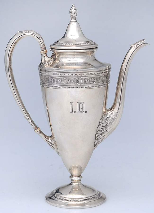 Wedgwood (Sterling, Hollowware, Geometric Base) Mini Coffee Pot by International Silver-1
