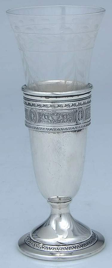 Wedgwood (Sterling, Hollowware, Geometric Base) Bud Vase No Crystal Insert by International Silver-1