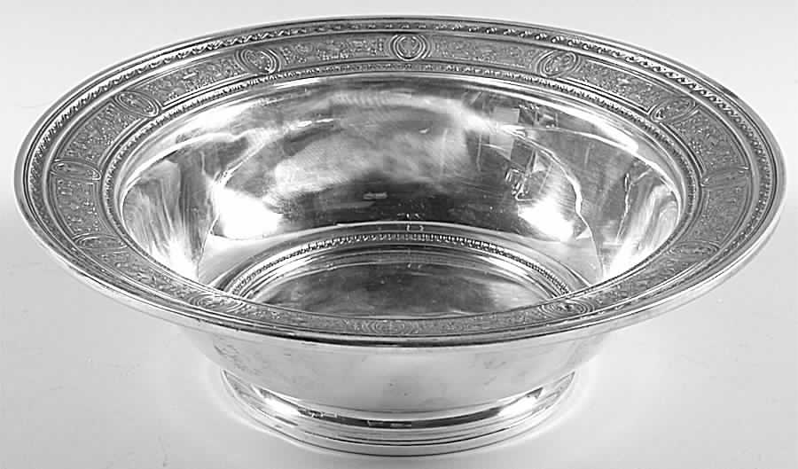 Wedgwood (Sterling, Hollowware, Geometric Base) Medium Footed Fruit Bowl by International Silver-1