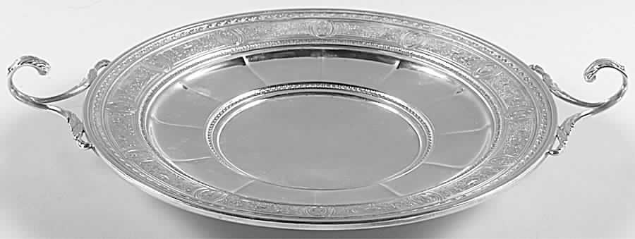 Wedgwood (Sterling, Hollowware, Geometric Base) Sterling Sandwich Plate with Handle by International Silver-1