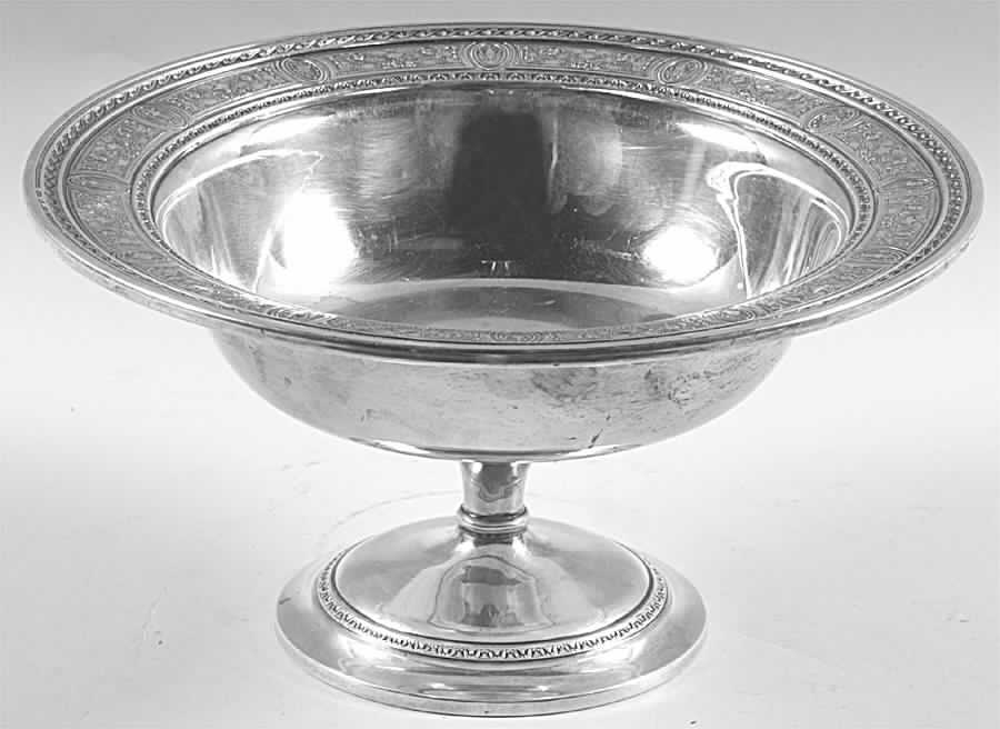 Wedgwood (Sterling, Hollowware, Geometric Base) Round Sterling Footed Centerpiece by International Silver-1