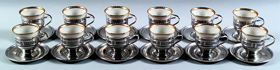 Wedgwood (Sterling, Hollowware, Geometric Base) Sterling Demi Lenox Liner (Set of 12) by International Silver-1