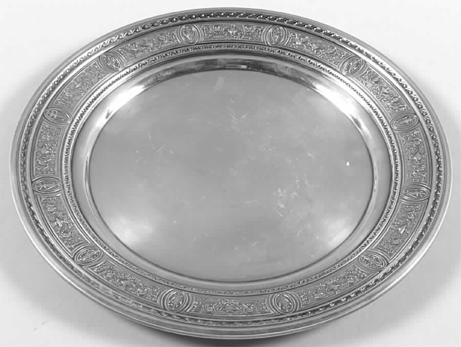 Wedgwood (Sterling, Hollowware, Geometric Base) Dinner/Service Plate by International Silver-1