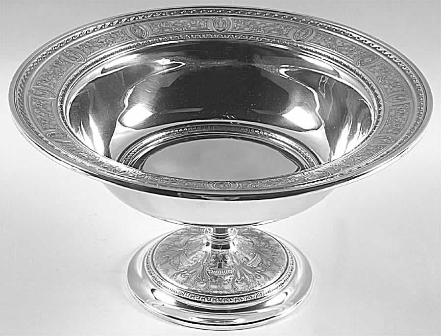 Wedgwood (Sterling, Hollowware, Geometric Base) Round Sterling Footed Centerpiece by International Silver-1
