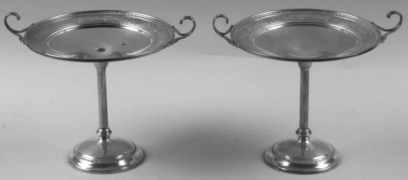 Wedgwood (Sterling, Hollowware, Geometric Base) Pair of Sterling Compotes by International Silver-1