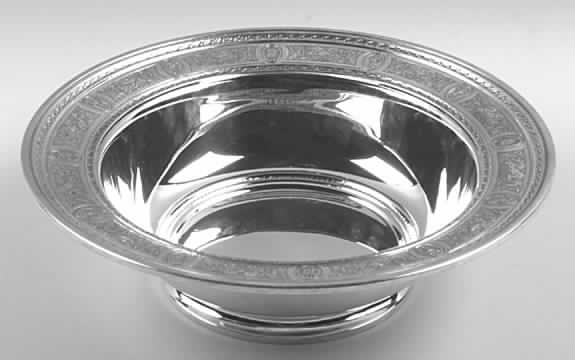 Wedgwood (Sterling, Hollowware, Geometric Base) Large Footed Fruit Bowl by International Silver-1