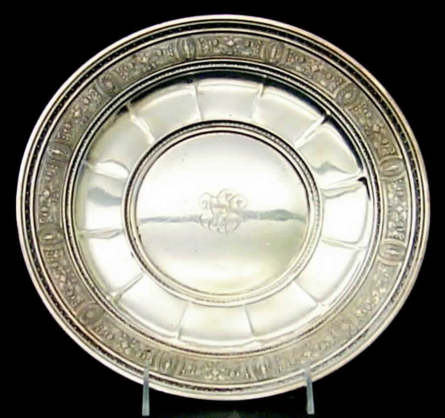 Wedgwood (Sterling, Hollowware, Geometric Base) 10" Sandwich Plate by International Silver-1