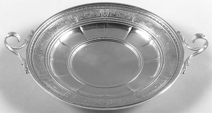 Wedgwood (Sterling, Hollowware, Geometric Base) 6" Handled Bon Bon Bowl by International Silver-1